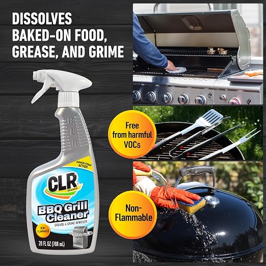 CLR Brands Grill Cleaner and Degreaser Spray, 26 oz. Bottle | Removes Burnt Food, Grease and Grime from Grates and Racks, Pellet and Electric Smokers