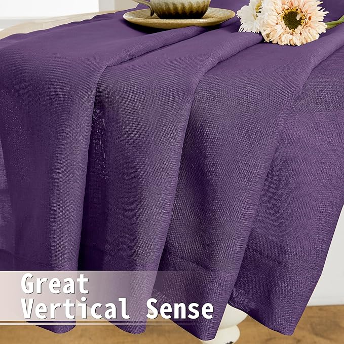 Tollpiz Sheer Door Curtains Closet Linen Textured Curtains Sheer Doorway Light Filtering Voile Rod French Door Pocket Curtain Patio Glass Door, 25 x 72 inches Long, Royal Purple, Set of 1 Panel