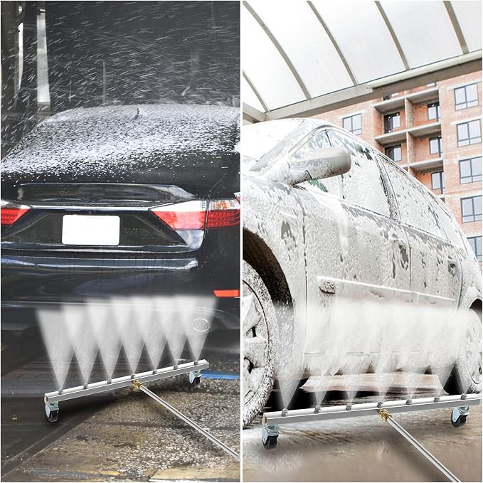 M MINGLE 24” Undercarriage Pressure Washer Attachment | Undercarriage Sprayer with 7 Nozzles, Under Car Washer with 3 Pieces Extension Wand, 4000 PSI