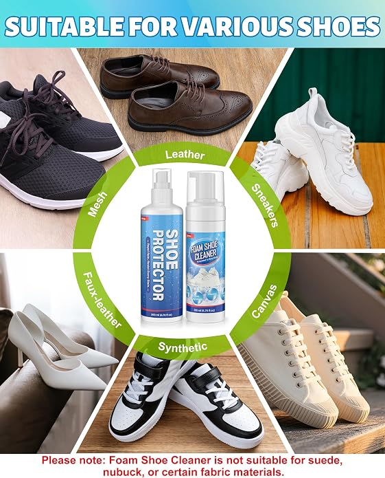 Jevvu Shoe Cleaner, Sneaker Cleaner Foam for Removing Stains and Dirt, Shoe Cleaning Kit for White Shoes