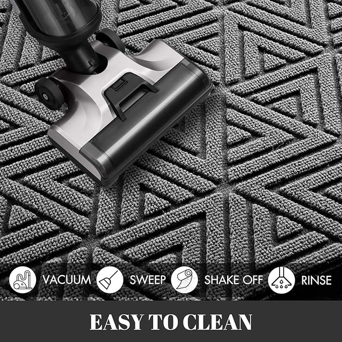 Yimobra Large Door Mat 47x24, All-Weather Waterproof Non-Slip Welcome Matt Outdoor, Heavy Duty Non Slip Doormat for Entryway for Patio and Garage Indoor, Easy Clean, Grey