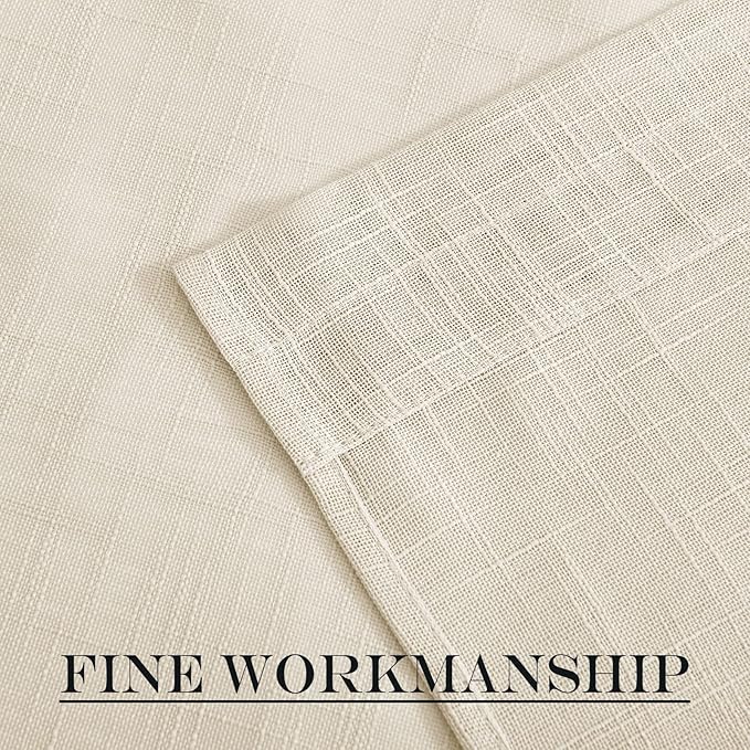 NICETOWN Faux Linen Kitchen Bathroom Door Curtains 40 Inches Length, Farmhouse Dual Rod Pocket Sheer French Door Curtains for Glass with Tieback for Privacy Protection, 1 PC, 36x40, Beige