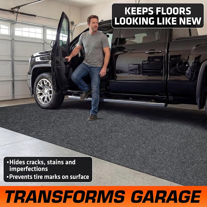 Armor All Garage Floor Mat (20' x 7'4"), Waterproof Garage Flooring, Absorbent, Premium Oil Spill Resistant Garage Pad, Durable, Protects Surfaces (Includes Double Sided Tape) (USA Made)