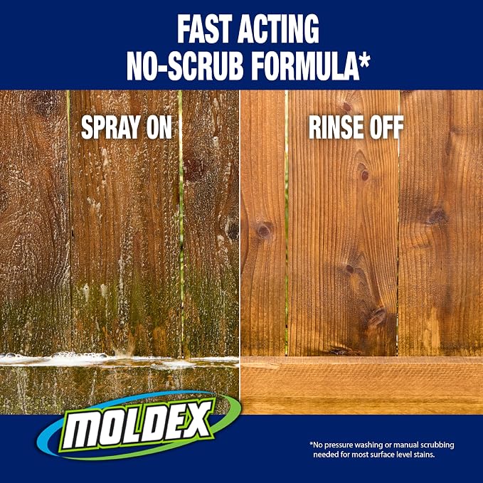 Moldex® Mold & Mildew Surface Stain Cleaner with Bleach, 32 oz – Fast Acting Spray for Tile, Grout, Siding and Outdoor Surfaces