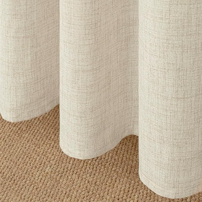 YoungsTex Linen Semi Sheer Curtains 84 Inch Length for Living Room 2 Panels Set - Boho Light Filtering Window Treatments Drapes with Rod Pocket Back Tab for Bedroom Dining, 52 X 84 Inch