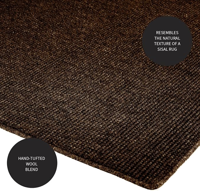 Plow & Hearth Dalton 2x3'6" Hearth Rug Fireproof | Chocolate | Wool Blend Fireplace Mat | Hearth Rugs for Fireplaces Fire Resistant | Protect Hardwood Floor and Carpet from Sparks and Embers