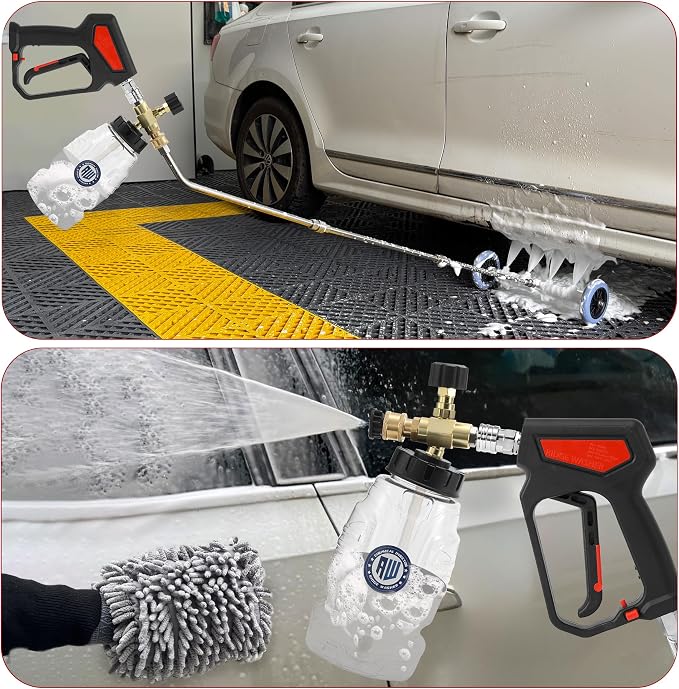Power Washer Undercarriage Cleaner, Chemical Injector Bottle | 16 Inch Under Car Washer with Straight Extension Wand, 4000 PSI