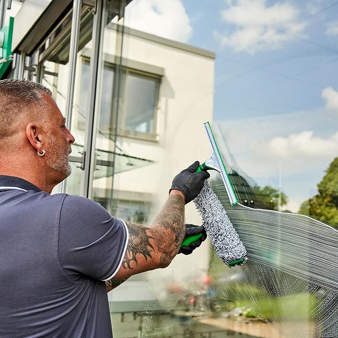 Unger Window Cleaning Kit 3-in-1: 14-in. Squeegee, Washer, Bucket | Complete glass cleaning system; WNK13; includes microfiber washer with T-bar handle & 3-gallon bucket