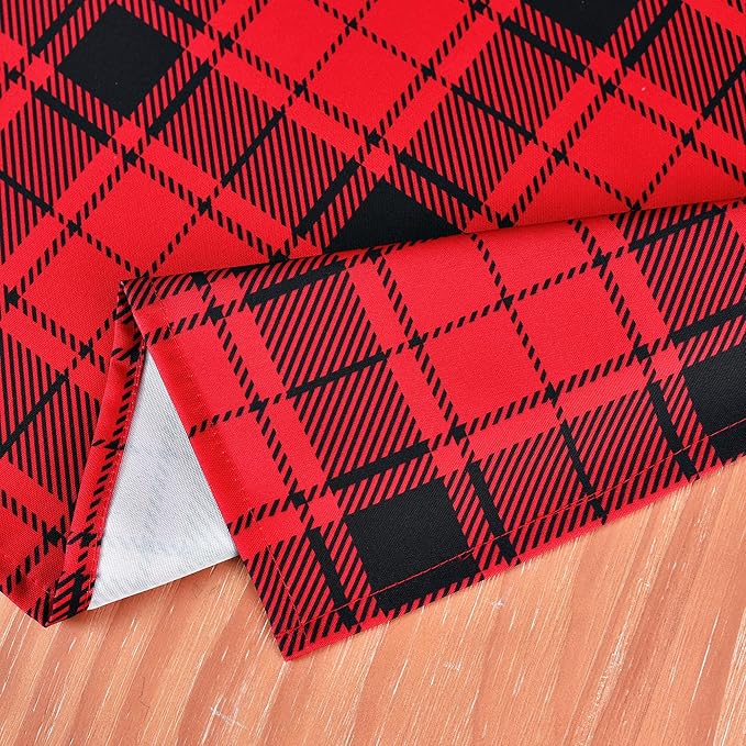 Red Gingham Christmas Plaid Tablecloth - Rectangular 58x102 Inch Water Resistant Table Cloth for Indoor/Outdoor Use - Holiday Table Cover for Kitchen, Picnics, and Parties