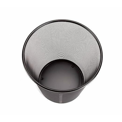 2-Pack 6-Gallon Round Steel Mesh Trash Can, Recycling Wastebasket, Black | Versatile and ventilated bin measures 13.75" high with a 11.5" top diameter