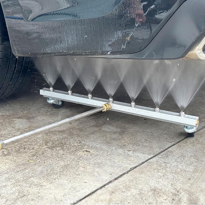 M MINGLE 24” Undercarriage Pressure Washer Attachment | Undercarriage Sprayer with 7 Nozzles, Under Car Washer with 3 Pieces Extension Wand, 4000 PSI