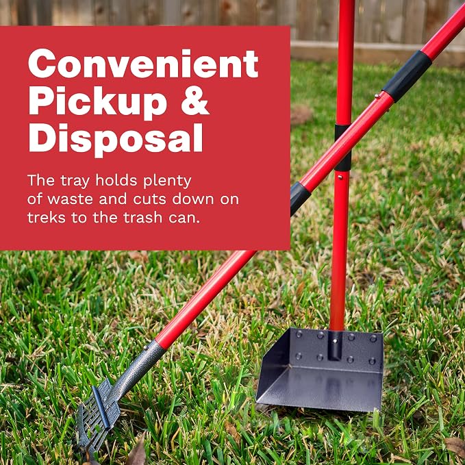 Pawler Pooper Scooper for Dogs with Long Handle Rake & Tray, Heavy Duty | Pawler Rustproof Aluminum Poop Scooper Set with 36+" Handles for Yard, Grass, Dirt & Gravel