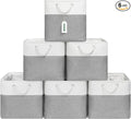 13x13 Inch Cube Storage Bins with Reinforced Bottom Cardboard, 6 Pack Large Collapsible Fabric Storage Cubes with Handles for Shelf, Closet, Toy, Laundry Organization (White&Gray)