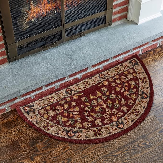 UniFlame - Hand-Tufted Hearth Rug, Red/Beige Finish - Size: 44" L x 22" W | Protects Floor from Heat, Embers, and Sparks