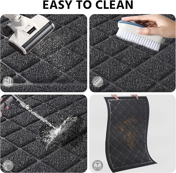 Front Door Mat Outside Entrance, 30" x 48" Heavy Duty All-Season All-Weather Waterproof Doormat Trap Dirt and Moisture Easy Clean Low Profile Patio Porch Entryway Mat