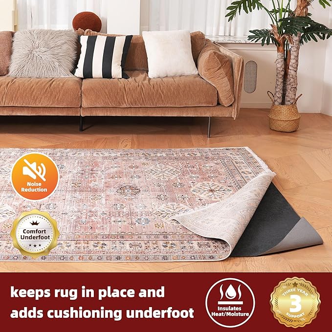 BAGAIL Felt and Natural Rubber Backing Rug Pads 1/8” Thick, 9 x 12 Ft Non Slip Rug Gripper Keep Rugs in Place, Under Area Rug Protective Cushioned Pads, Carpet Runners, Hardwood Floors Protection