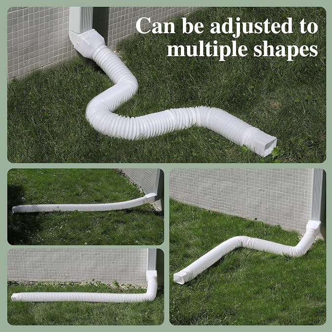 Gutterlix Flexible Gutter Downspout Extensions, Connectable Downspout Extender with 58"+ 67" Extendable Pipe, Thickened Down spout Drain Extension for Rainwater Drainage(2 Pack, White)