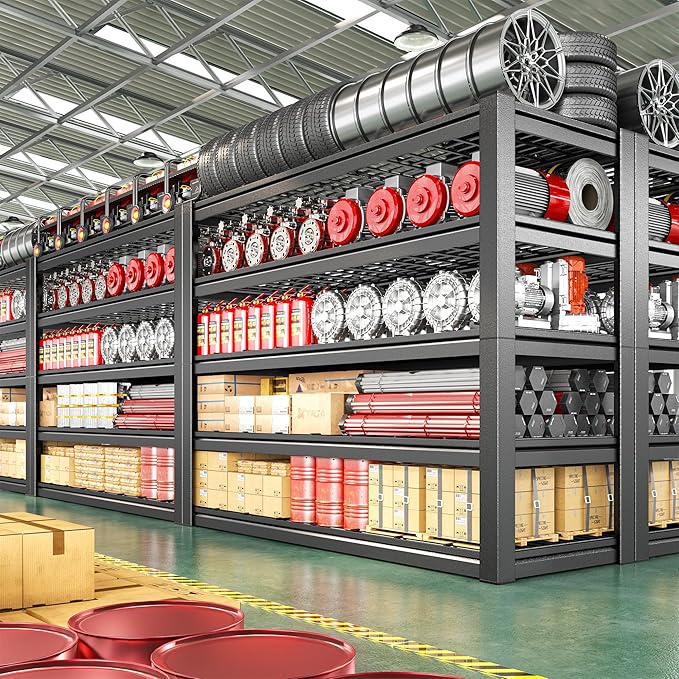 48" W Metal Shelving 5 Tier Garage Shelving 3000LBS Storage Shelves Adjustable Garage Shelves Industrial Metal Shelf for Basement Warehouse Shop Supermarket 48" W x 24.1" D x 72" H