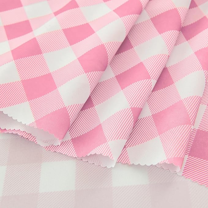 Waterproof Plaid Tablecloth Fabric - Round 50 Inch Classic Gingham Checker Table Cloth for Indoor/Outdoor Use - Buffalo Table Cover for Picnics, BBQs, and Parties