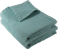 GILDEN TREE Waffle Hand Towels for Bathroom Quick Dry Towel Super Absorbent Thin 100% Cotton Hand Towels Lint Free, Hand Towels for Bathroom Set of 2, Classic Style (Seafoam)