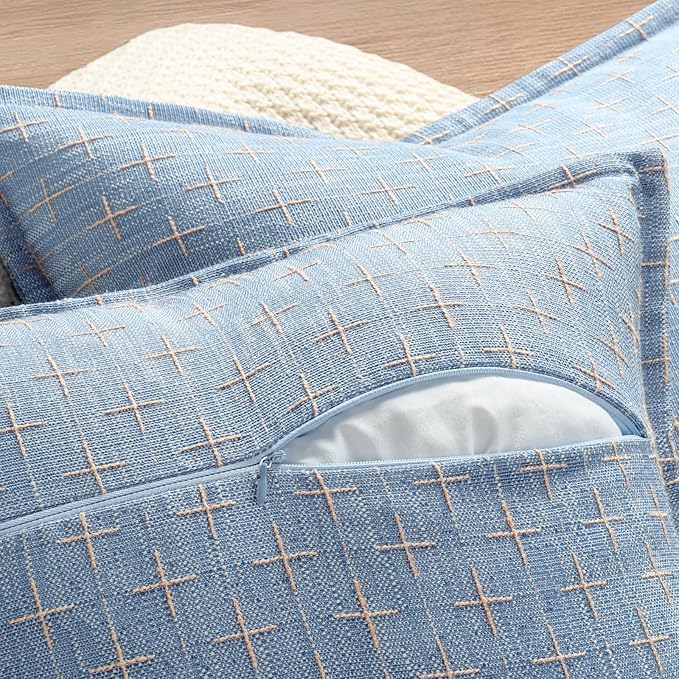 ZWJD Pillow Covers 24x24 Set of 2 Soft Polyester Textured Pillow Covers with Stylish Flange Edge Cozy Farmhouse Throw Pillows for Couch Bed Sofa Living Room