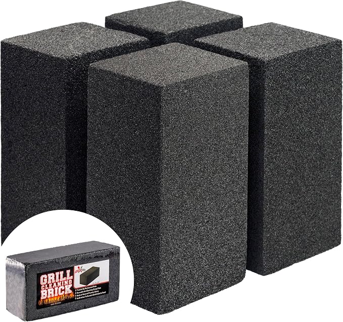 Commercial Grade, Heavy Duty Grill Cleaning Brick Bulk 4 Pack. Pumice Stone Cleaner Tool Cleans and Sanitizes Restaurant Flat Top Grills or Griddles Effectively Without Harsh Chemicals or Abrasives