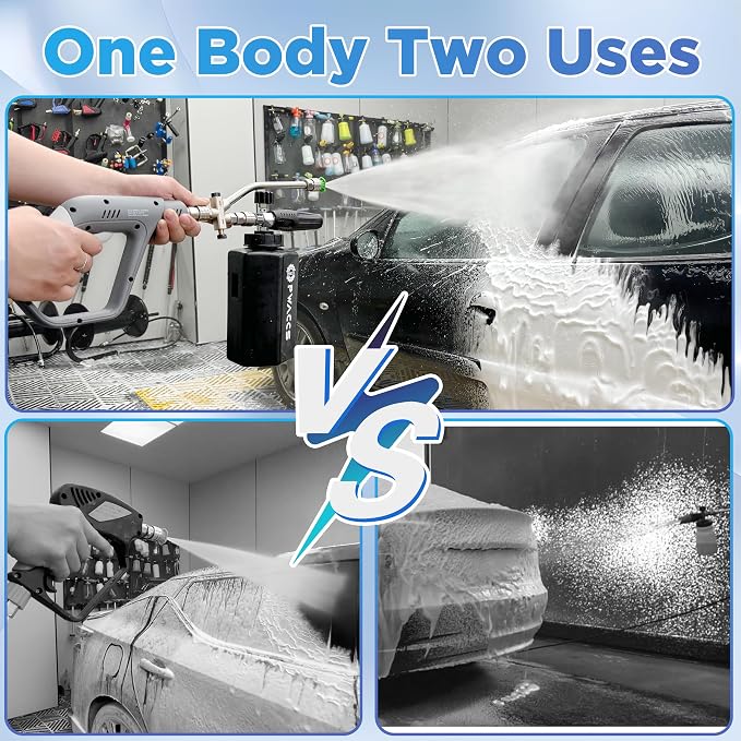 PWACCS Foam Cannon, 1.5 L Pressure Washer Gun with Dual Connector | 4000 PSI, Ideal for Driveways, SUVs & Detailing, Car Wash, Fits Most Pressure Washers with 1/4" Quick-connect