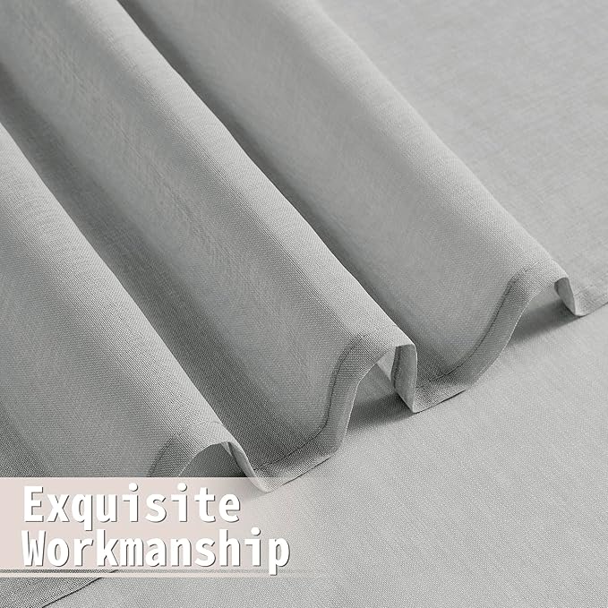 Tollpiz Sheer Curtains Closet Linen Textured Curtain Sheers Doorway Light Filtering Voile Patio Glass Door Rod Pocket Curtains French Door, 54 x 80 inches Long, Silver Grey, Set of 1 Panel