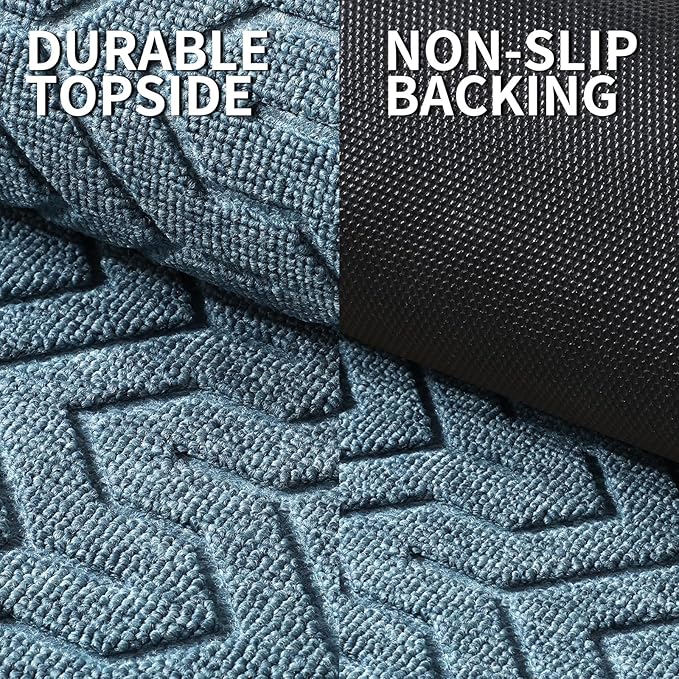 Yimobra Front Door Mat Outside Entrance 29.5x17, Waterproof Heavy Duty Outdoor Mats for Front Door, Non Slip Rubber Entry Mat for Garage Patio, Mix Blue
