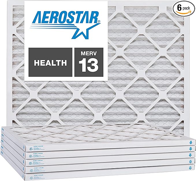 Aerostar 17x22x1 MERV 13, Pleated Air Filter, 17x22x1, Box of 6, Made in the USA