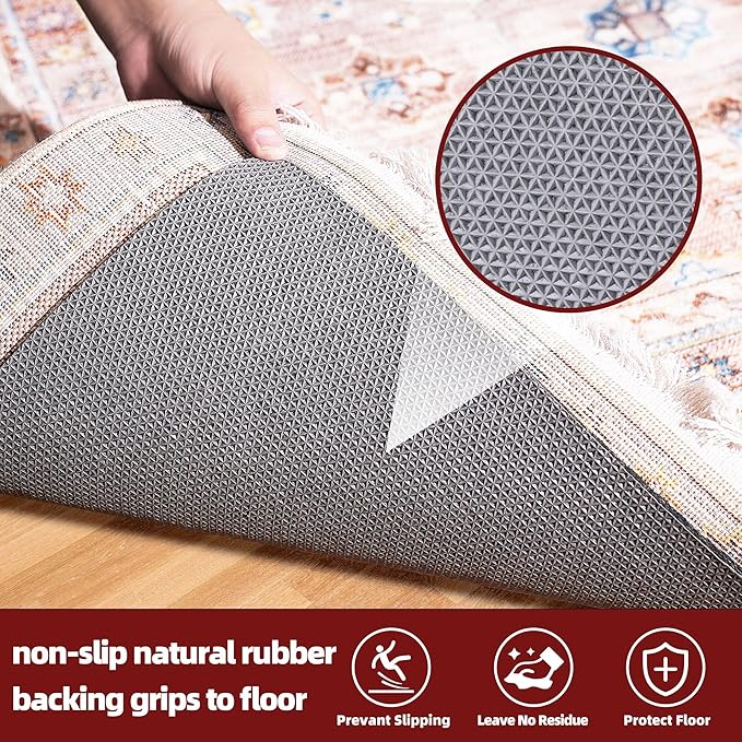BAGAIL Felt and Natural Rubber Backing Rug Pads 1/8” Thick, Round 4 Feet Non Slip Rug Gripper Keep Rugs in Place, Under Area Rug Protective Cushioned Pads, Carpet Runners, Hardwood Floors Protection