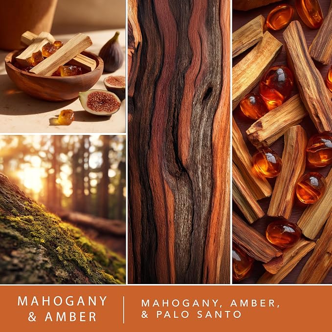 ScentSationals Mahogany & Amber Water-Based Reed Diffuser - 5 FL OZ | Mahogany, Amber, & Palo Santo - Warm and Woodsy Scented Home Fragrance
