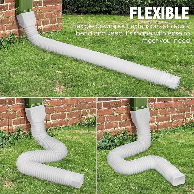 3 pack Flexible Rain Gutter Downspout Extensions,Drain Downspout Extender,Gutter Extension Flexible,Down Spout Drain Extension Pipes,Extendable from 21 to 60 Inches (3pcs brown)