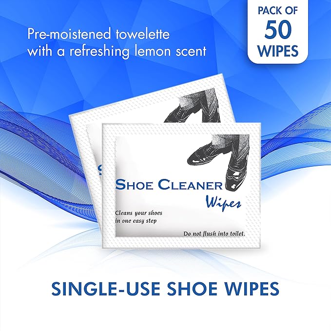 Diamond Wipes Pre-Moistened Shoe Shine Wipes, 50 Count | Streak-Free Leather Shoe Cleaner Wipes, Individually Wrapped, Easy To Carry, Travel-Friendly Pack