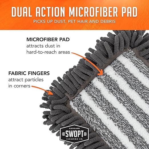 SWOPT 18” Microfiber Dust Mop Refill – Cleaning Pad for Use on Wood, Laminate, Tile – Interchangeable with All SWOPT Cleaning Products for More Efficient Cleaning and Storage