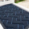 OLANLY Front Door Mat Indoor Outdoor Entrance, Waterproof All-Season, All-Weather Doormat, Sturdy Natural Rubber, Low Profile, Easy Clean Patio Porch Entryway Mat, Herringbone Brick (Blue, 47x23)