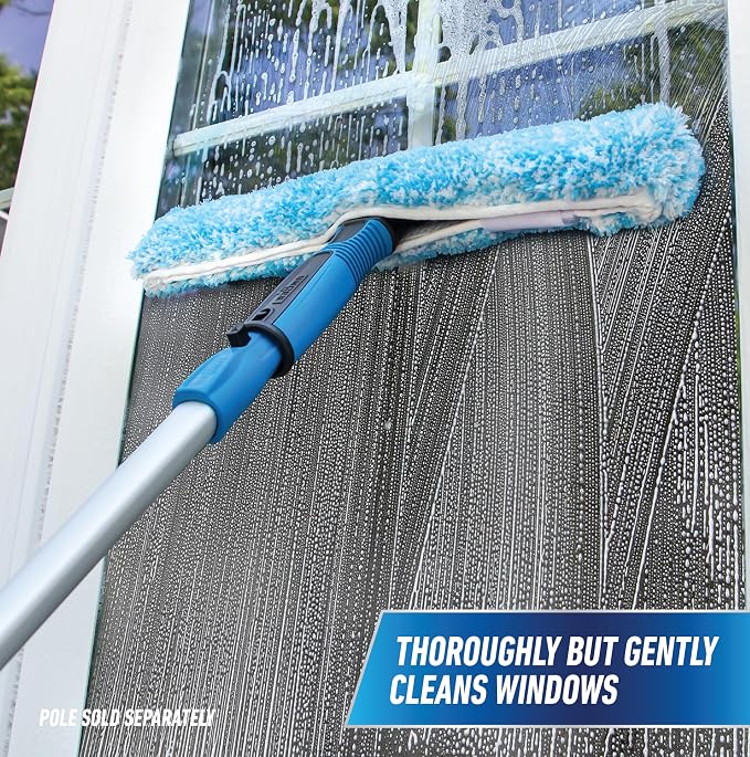Unger Professional Connect and Clean 14" Window Scrubber Washer for Glass Cleaning, Commercial and Residential Washing, Multipurpose Tool, Gentle on Windows, Reusable Microfiber Sleeve (Pack of 6)