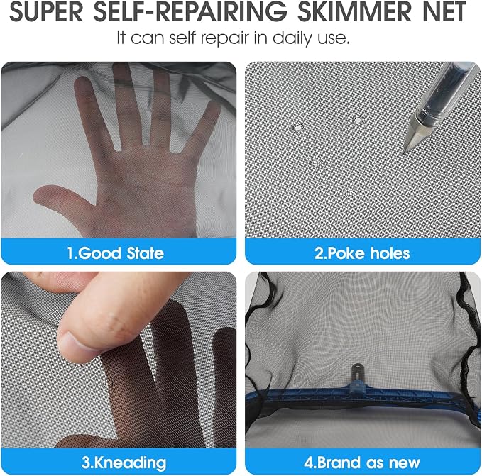 TidyMister Pool Skimmer Net with Self-Repair Fine Nylon Mesh Bag, Pool Leaf Rake for Above Ground Pools & In-ground Pools, Pool Nets for Cleaning - Original Series(No Pole)