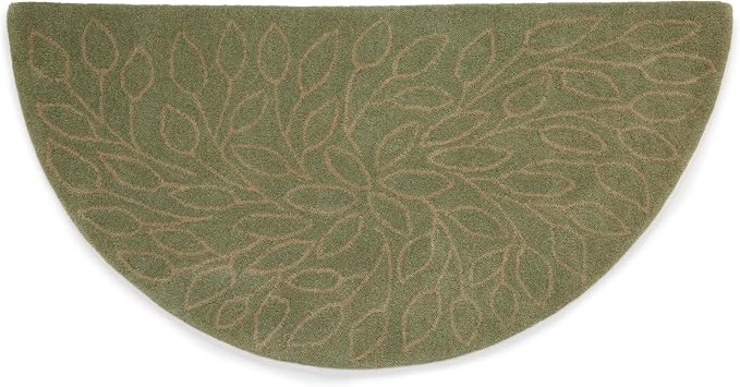 UniFlame - Green Leaf Hand Tufted 100% Wool Hearth Rug - Size: 44"L x 22"W | Protects Floor from Heat, Embers, and Sparks
