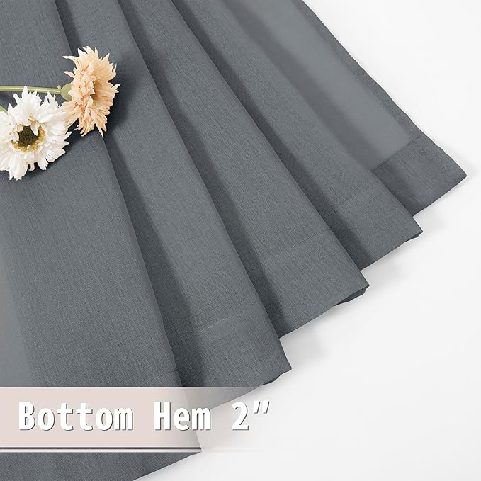 Tollpiz Short Sheer Door Curtains Closet Linen Textured Curtains Sheer Doorway Light Filtering Voile Patio Glass Door Rod Pocket Curtain French Door, 54 x 40 inches Long, Dark Grey, Set of 1 Panel