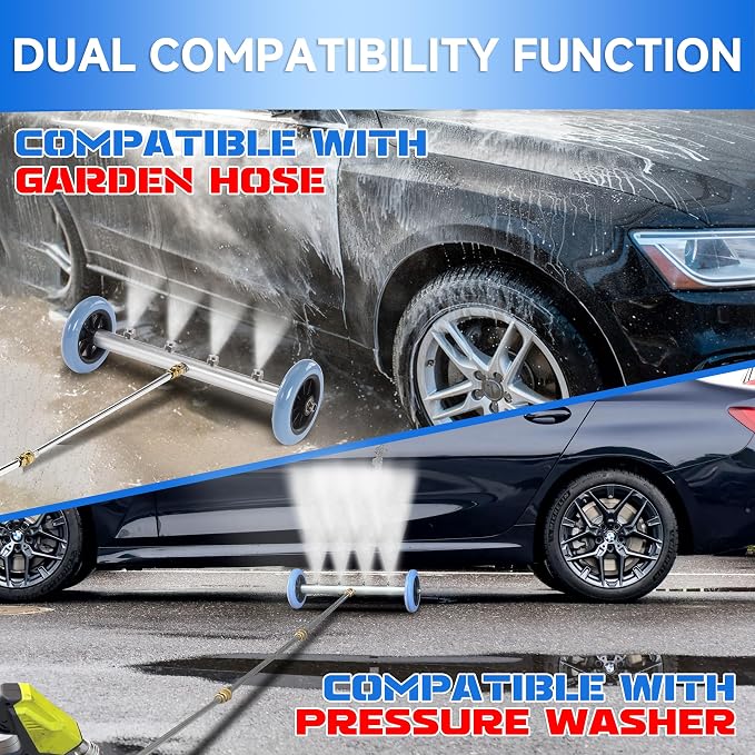 16 Inch Undercarriage Car Washer, 4000 PSI | Pressure Washer Under Car Cleaner with 3 Pcs Extension Wand