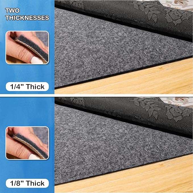 Non-Slip Rug Pads 5 x 8ft, 100% Waterproof Extra Large Area Rugs Non Skid Rug Pad for All Floors and Finishes Durable Hardwood Floor Protective Felt Keeps Rugs in Place, Safe and Secure