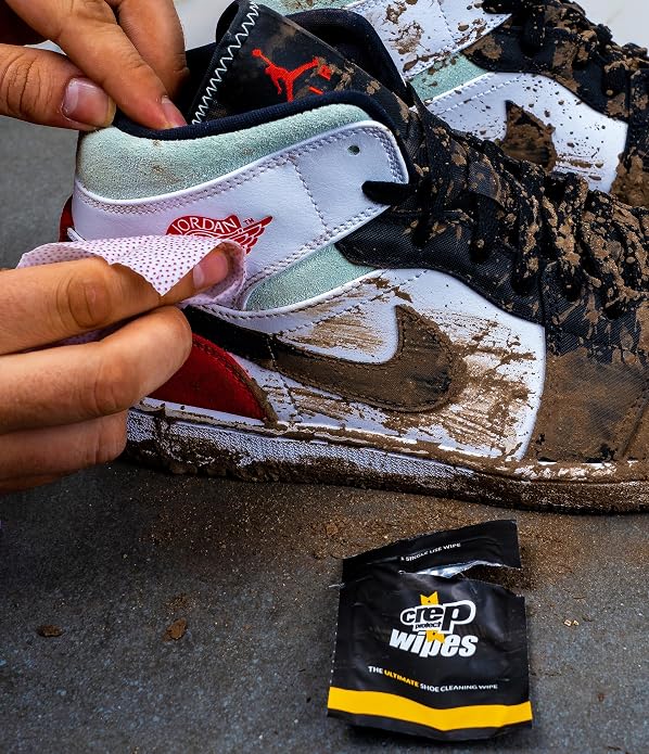Crep Protect Shoe Wipes - Biodegradable, Dual-Sided Sneaker Cleaning Wipes for Quick Dirt & Scuff Removal - Individually Wrapped (Pack of 12)