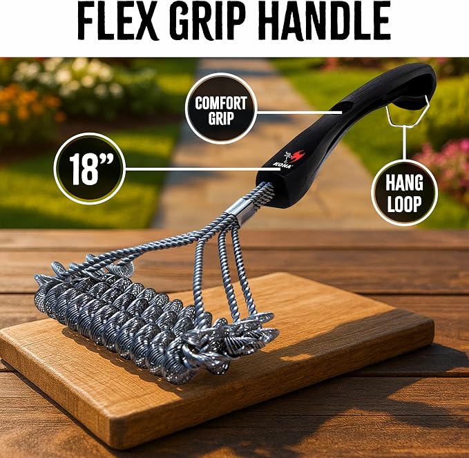 Kona Safe/Clean Bristle-Free Grill Brush - Stainless Steel BBQ Cleaner | Bristle-free stainless steel design, for outdoor grill grates, great grilling gift