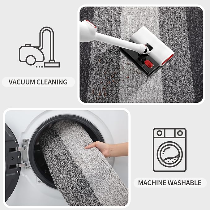 Kitinjoy Indoor Outdoor Door Mat, 30x17 Non-Slip Absorbent Dirt Trapper, Low-Profile Washable Inside Entrance Front Floor Mat, Sturdy Soft Entry Doormats for Entryway, Grey