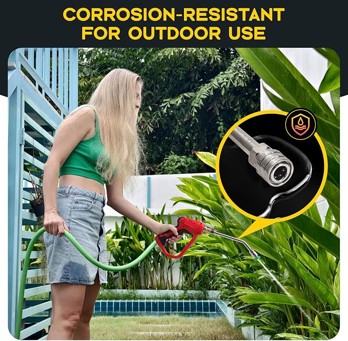 Pressure Washer Extension Wand with Gutter Cleaner Attachment, 30° 90° 120° Curved Rods, 1/4" Quick Connect Power Washer Lance, 4000 PSI