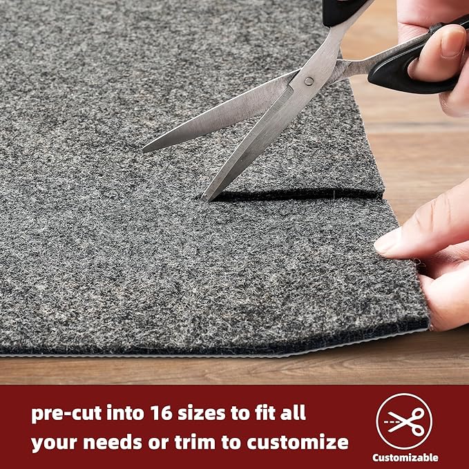 BAGAIL Felt and Natural Rubber Backing Rug Pads 1/4” Thick, 4 x 6 Ft Non Slip Carpet Gripper Keep Rugs in Place, Under Area Rug Protective Cushioned Pads, Carpet Runners, Hardwood Floors Protection