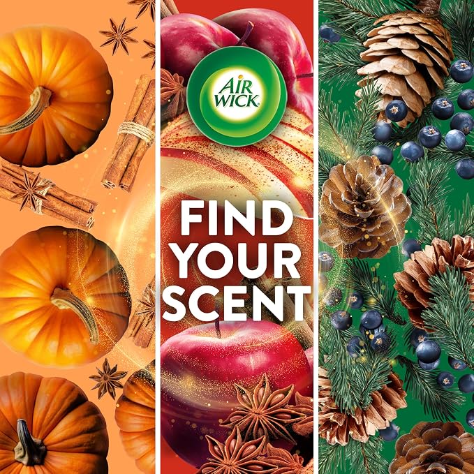 Air Wick Plug-In Scented Oil Refills, 4 Count, Pumpkin Spice, Air Freshener, Essential Oils, Eco Friendly
