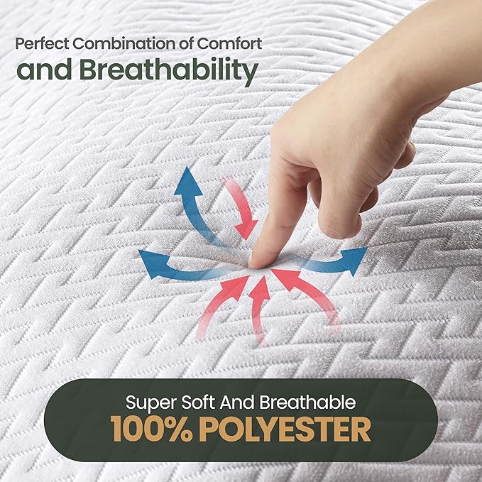 Utopia Bedding Waterproof Mattress Protector Queen Size, Premium 3D Air Soft Fabric Mattress Cover, Fits 17 Inches Deep, Breathable, Fitted Style with Stretchable Pockets