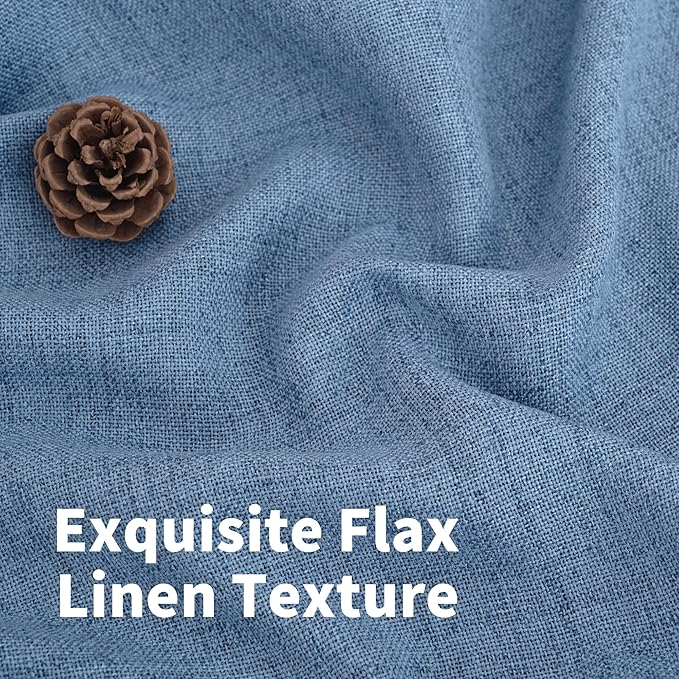YoungsTex Denim Blue Linen Curtains 78 Inch Length for Living Room, Light Filtering Semi Sheer Window Drapes Rod Pocket Back Tab Curtain for Bedroom Office Dining Coastal, 2 Panels, 52 X 78 Inch